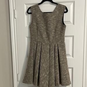 Anthropologie x Paper Crown - Tweed Shimmer cocktail dress w Scoop Back in Brown
